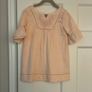 Janie and Jack Cream Blouse with Square Neckline and Relaxed Fit